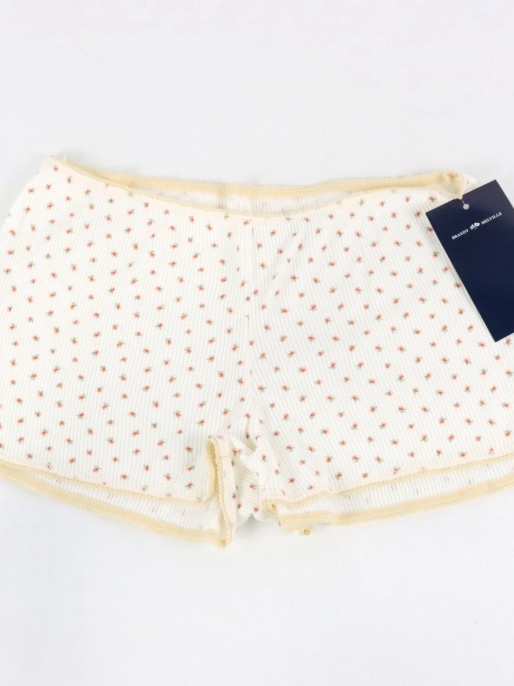 Brandy Melville Boxer Shorts In Ivory Floral Print Women's One Size
